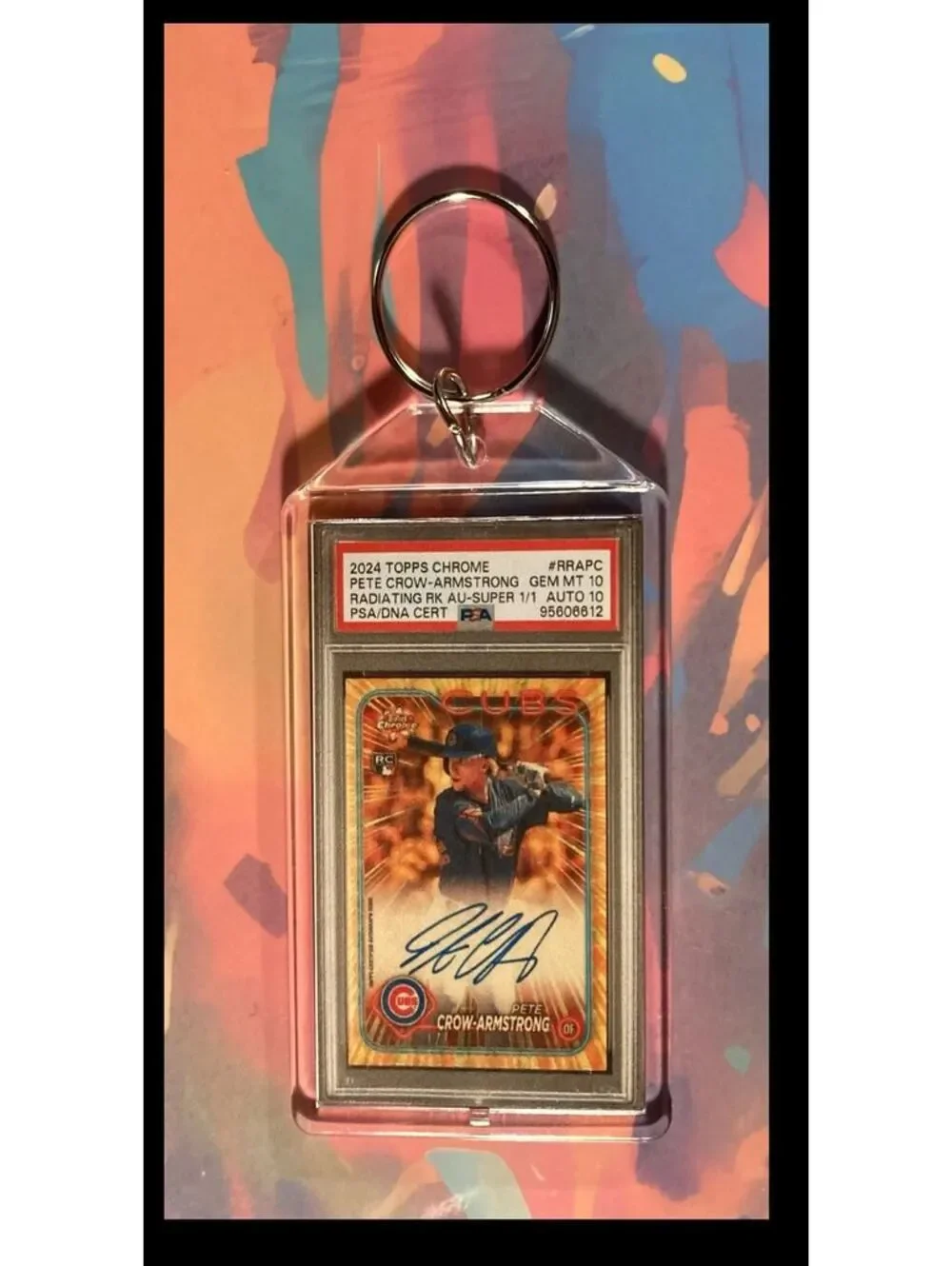 3028 Pete Crow-Armstrong 2024 Topps Chrome Auto SuperFractor Keychain